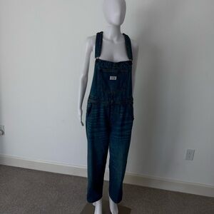 Levi's Classic Blue Denim Overalls (Cropped/Hemmed)